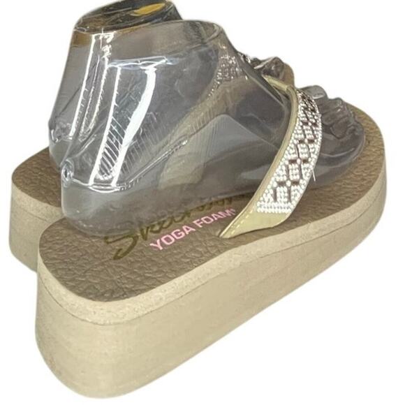 Womens Skechers Vinyasa Lotus Princess 31619 Rhinestones Flip Flop Sandal Brown - Picture 4 of 5